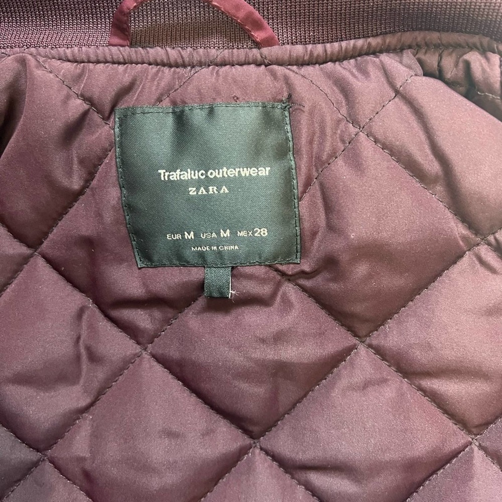 Zara Bomber jacket in Burgundy. - Picture 7 of 8